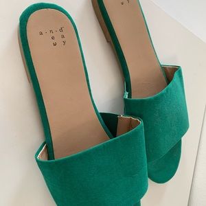a new day green suede slides | size 9